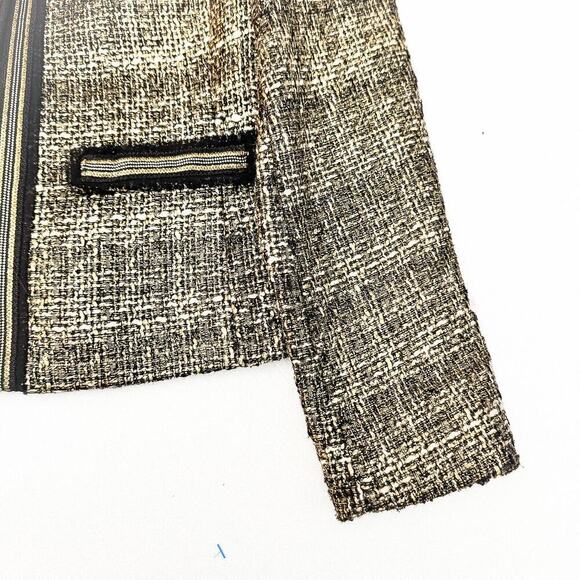 Marks and Spencer Metallic Tweed Jacket Raw Edge Hem Size 8 - Picture 2 of 6